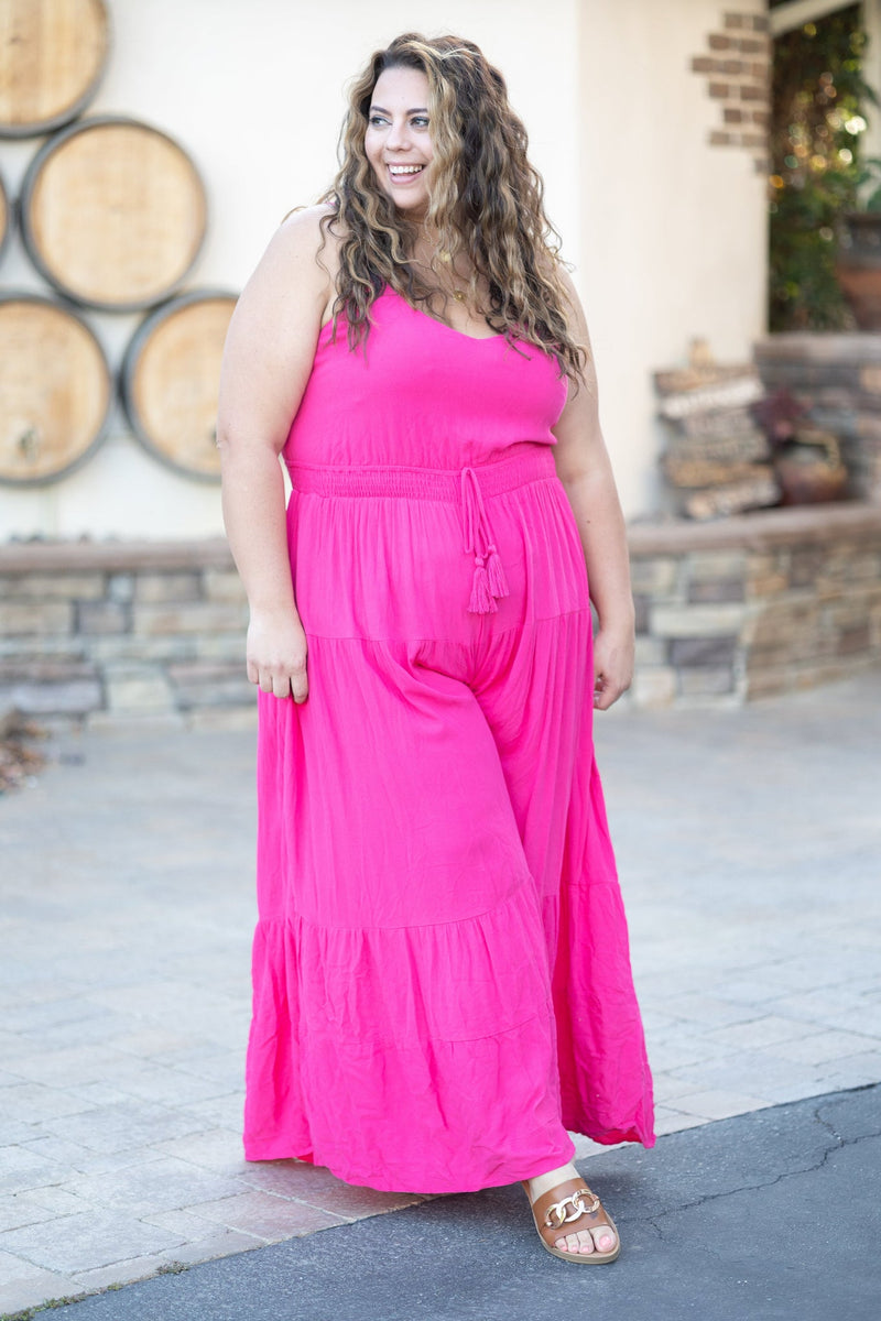 #N220 Palazzo Masterpiece Jumpsuit (HOT PINK)