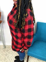#K863 Time For Plaid Button Down Top (RED/BLACK)