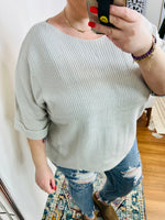 Lotta Love Knitted Sweater Top in Gray