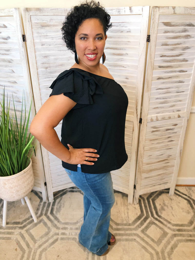 #K123 Put A Bow On It off Shoulder Top