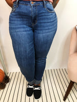 #K900 Cuffed In Plaid Judy Blue Girlfriend Jeans