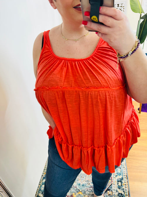 #P479 Teenage Dream Sleeveless Ruffled Top