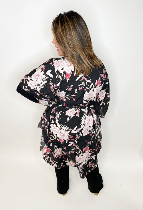 #N731 Floral Butterfly Sleeve Kimono