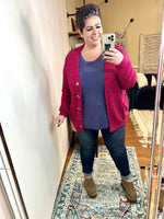 Popcorn Knit Cardigan In Magenta