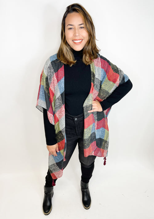 #N730 Multi Buffalo Checkered Kimono