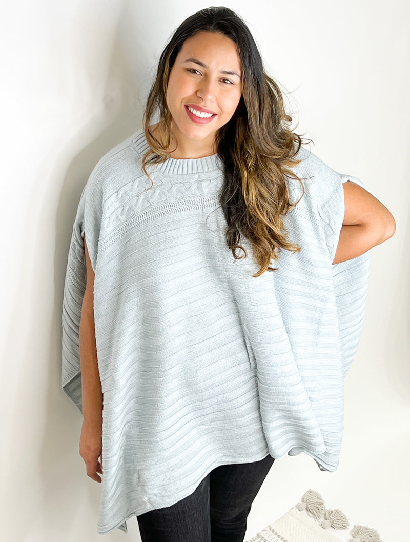 #ET6058 BAYSIDE - CABLE KNIT PONCHO