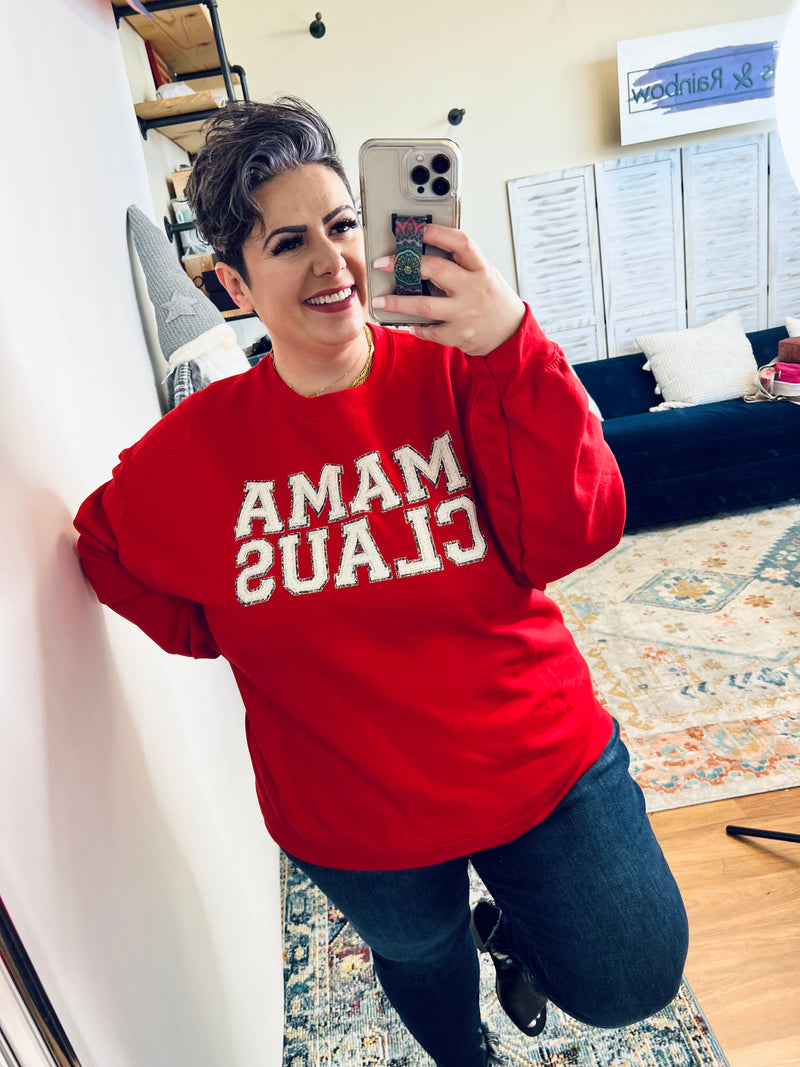 Mama Claus Graphic Sweatshirt in Red