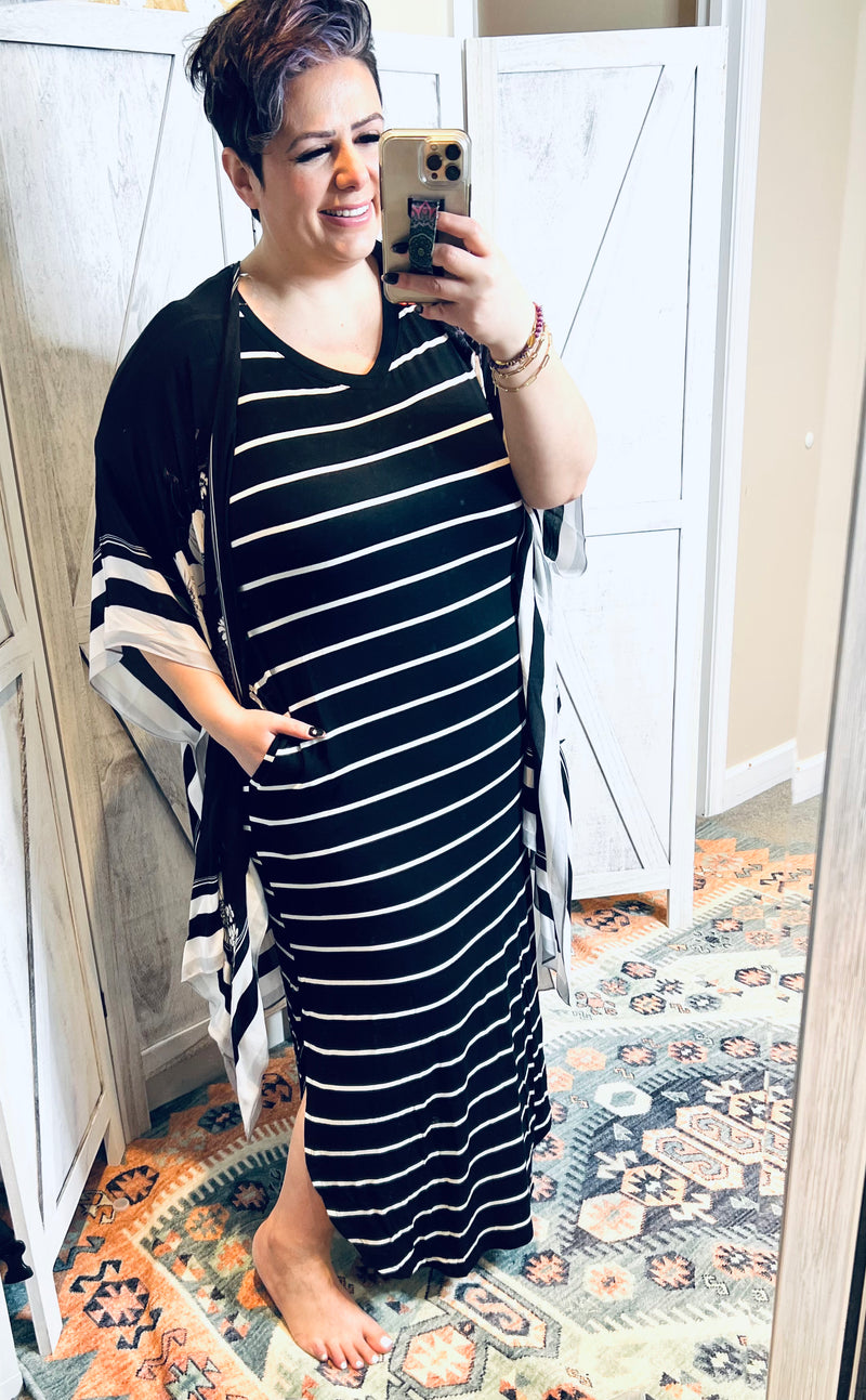 Striped Maxi Dress In Black