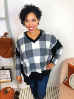 #L40 *Doorbuster* Plaid About You Top (Black/White)
