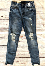 #F15 Serena's Distressed Medium Wash Judy Blue Jeans