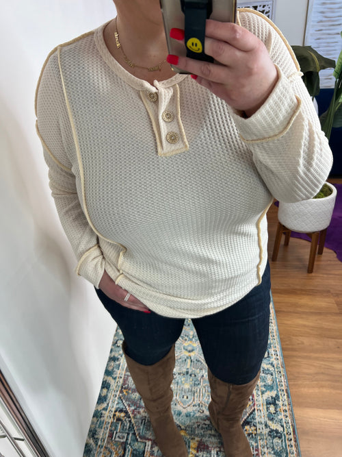 Lean Into Something Cozy Waffle Knit Top