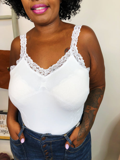 #K825 Lizzie's Lace Cami (White)