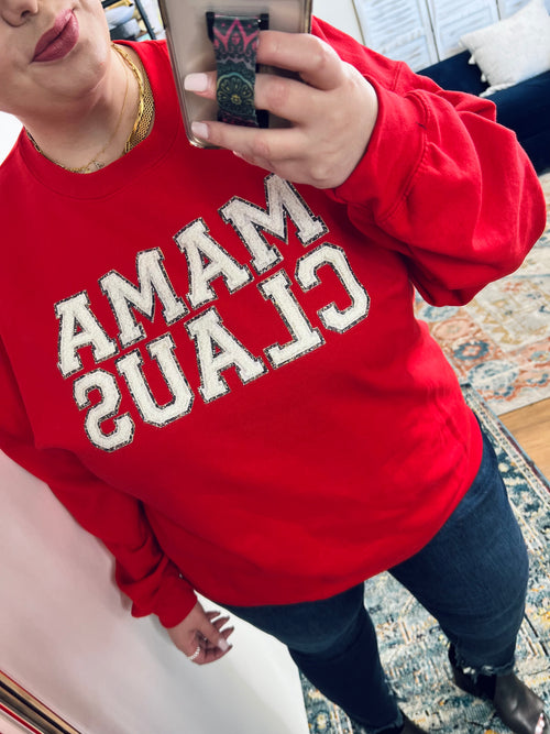 Mama Claus Graphic Sweatshirt in Red