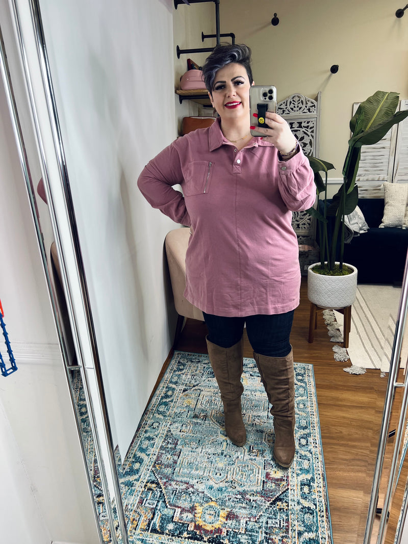 Sweet Crush Collar Pullover in Mauve