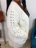 #K835 Floating In The Clouds POL Cardigan (Wheat Grain)