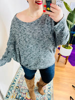 #P458 Pointless Long Sleeve Heathered Solid Knit Dolman