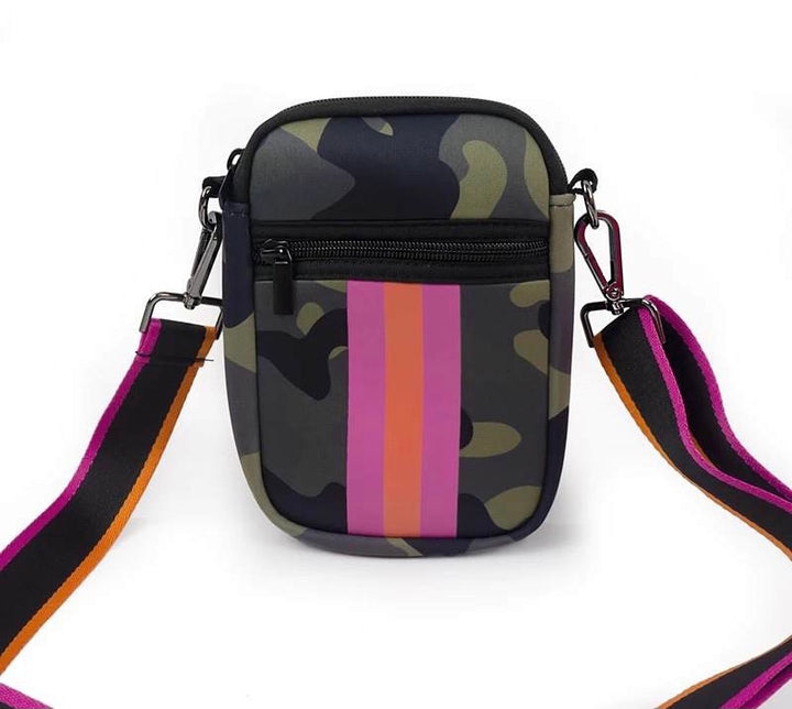 #M190 Neoprene Phone Bag (Pink Stripe)