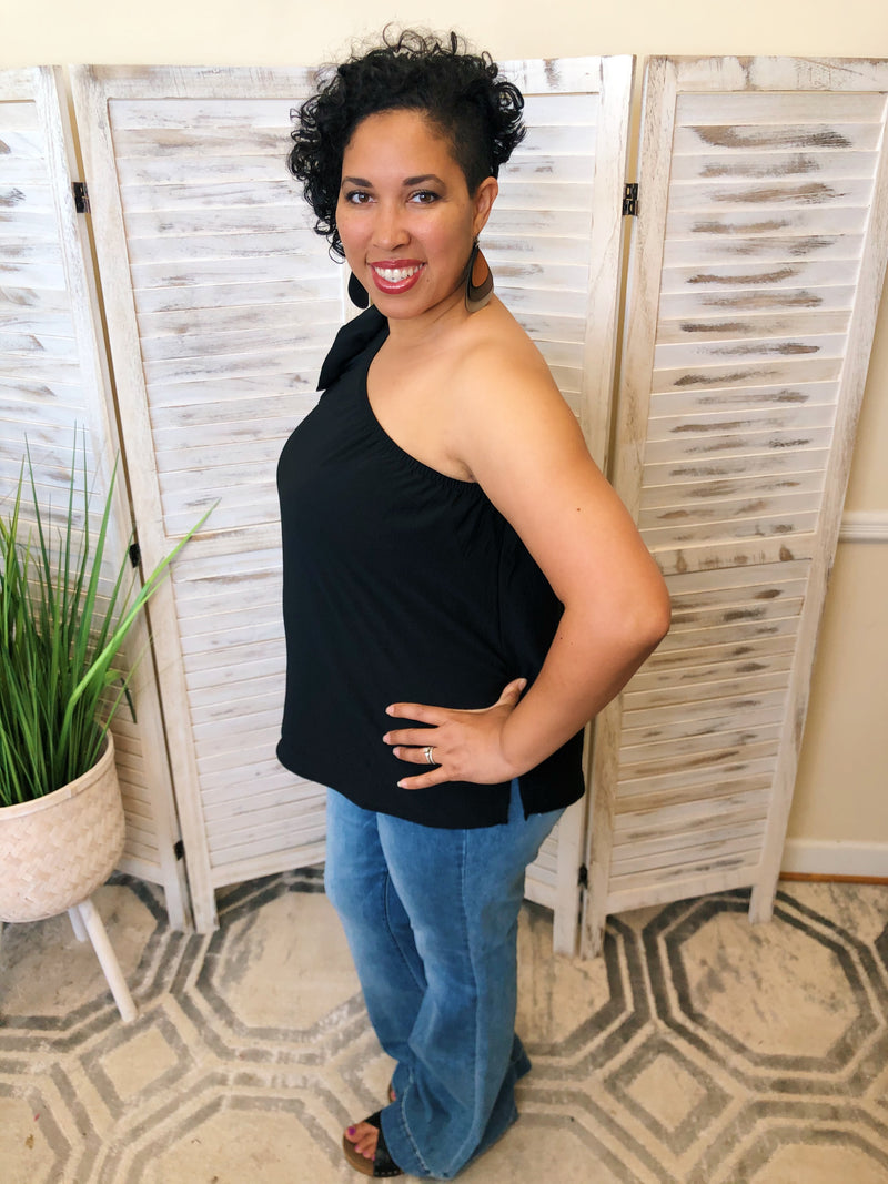 #K123 Put A Bow On It off Shoulder Top