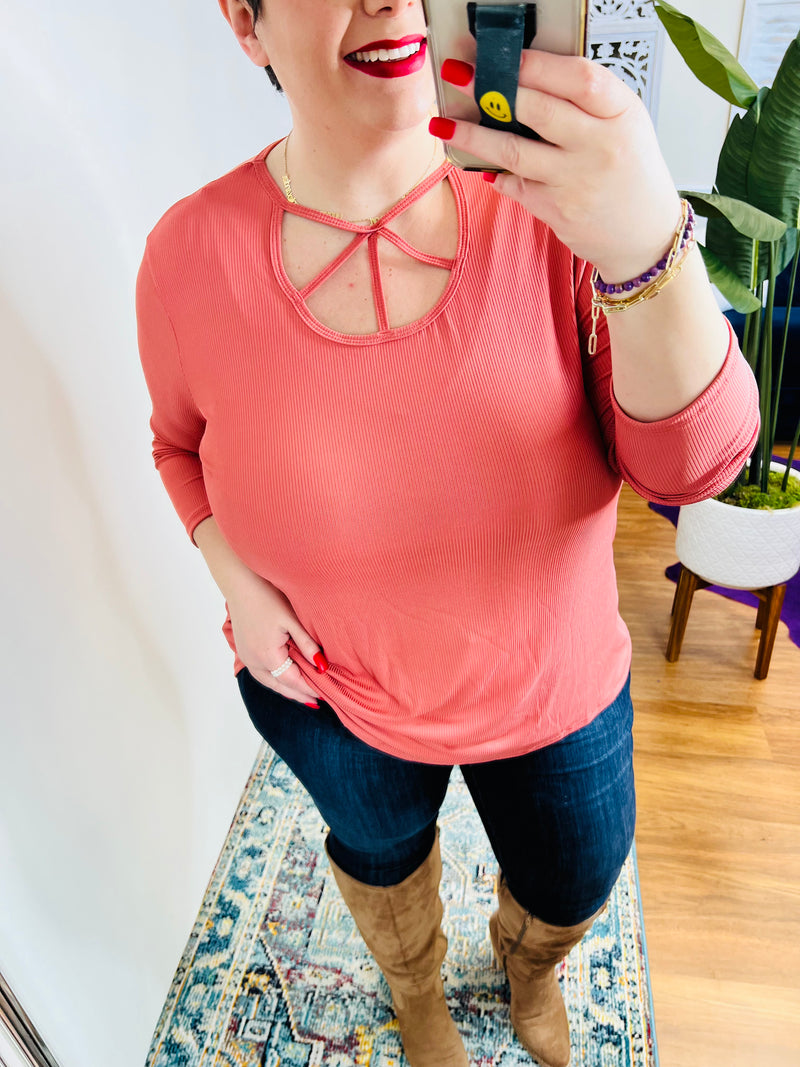 #P456 Something In The Rust Knit Top