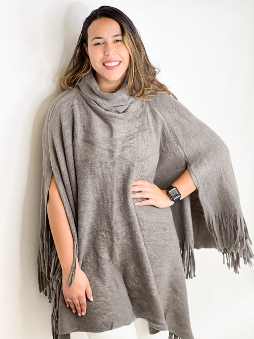 #N565 FRINGE FORWARD PONCHO