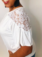 #K421 Floral Lace Shoulders (White)
