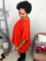 #L241 Spicy Sophistication Poncho Top (Hot Coral)