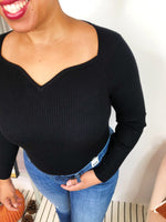 #L199 Sweetheart Sweater Bodysuit (BLACK)