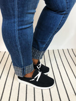 #K900 Cuffed In Plaid Judy Blue Girlfriend Jeans