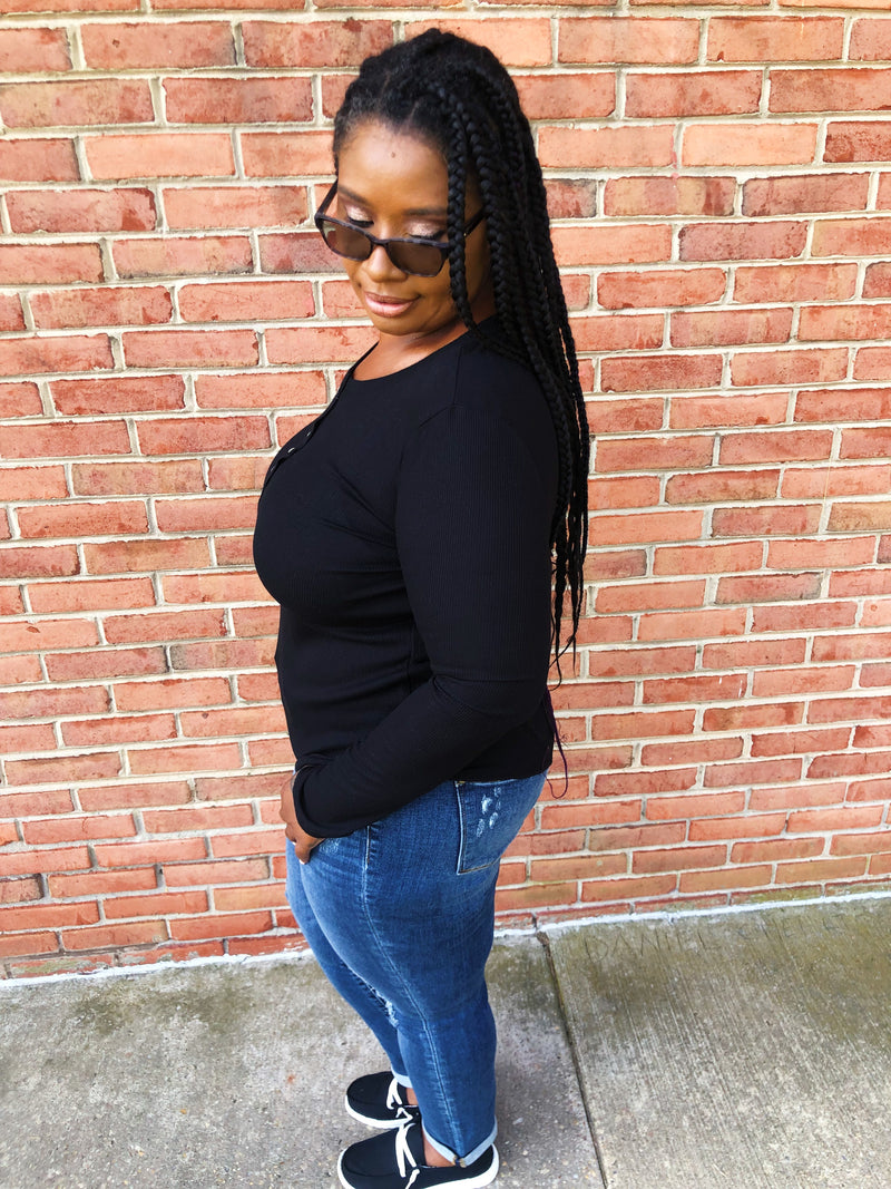 #K660 Simply Sophisticated Long Sleeve Top (Black)