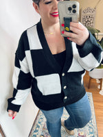 Lola Checkered Cardigan in Black & White