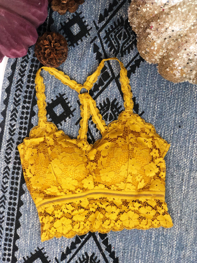 #K797 For What It's Worth Lace Bralette (Mustard)