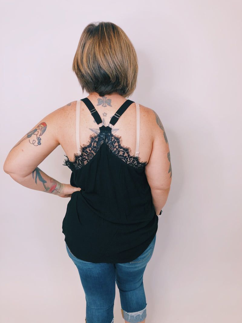 #K303 Lace Me Down Top (BLACK)