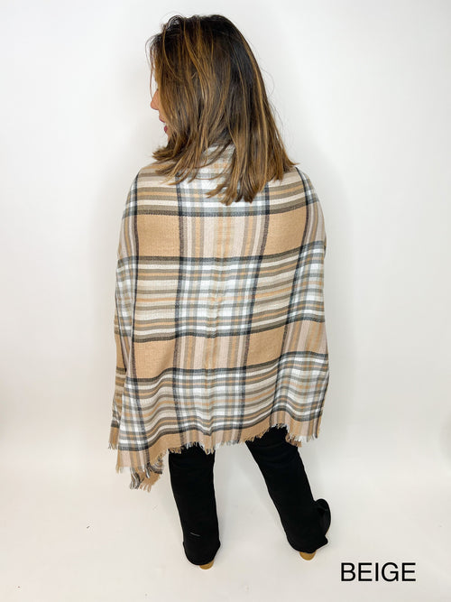 #N724 Classic Plaid Pocket Ruana