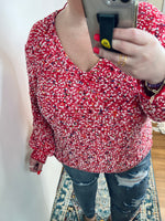 Cozy Memories Popcorn Knit Sweater in Red