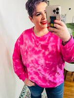 Drop The Subject Tye Dye Hot Pink Sweatshirt