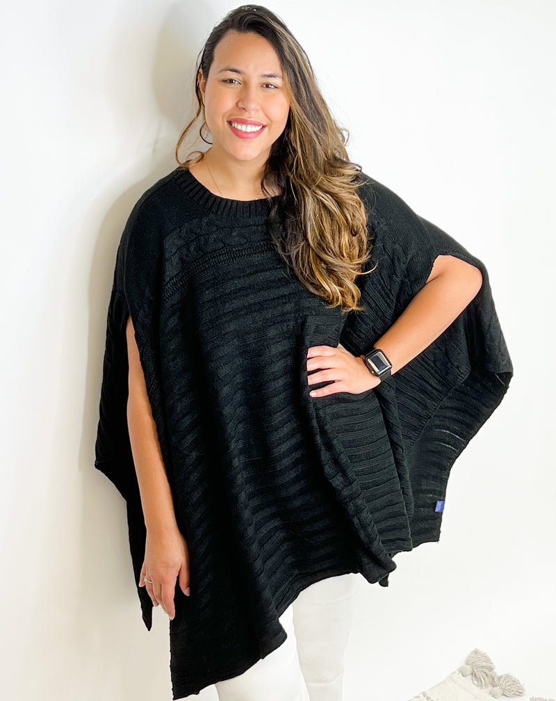 #ET6058 BAYSIDE - CABLE KNIT PONCHO