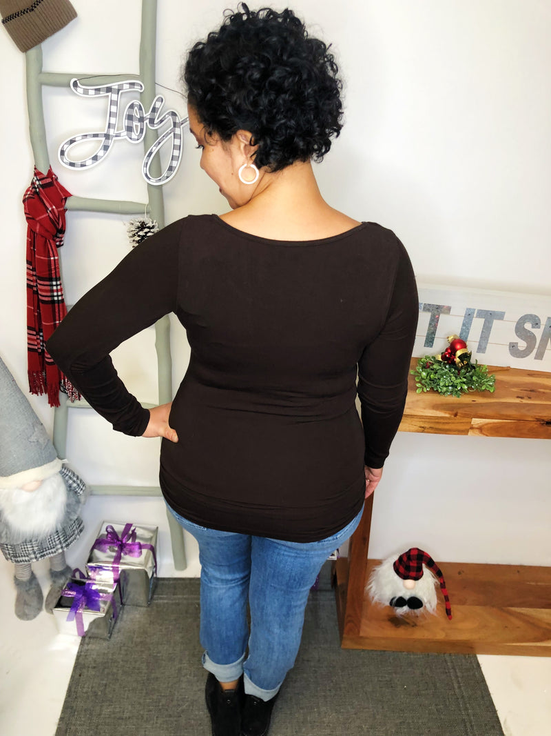 #L849 Stopping Time Long Sleeve Reversible Top (Chocolate)