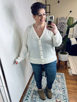 Snow Day Button Down Cardigan In Ivory