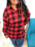 #K863 Time For Plaid Button Down Top (RED/BLACK)