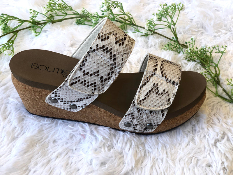 #A24 Pure Bliss Snakeskin Wedges