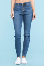 #286 Button Fly Judy Blue Skinny Jeans (Medium Wash)