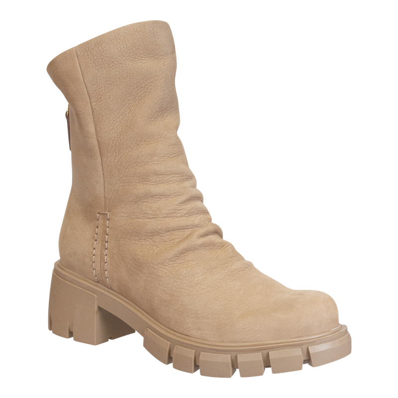 NAKED FEET - PROTOCOL in BEIGE Heeled Mid Shaft Boots