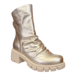 NAKED FEET - PROTOCOL in GOLD Heeled Mid Shaft Boots